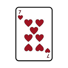 seven of hearts french playing cards related icon image vector illustration design 