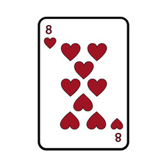 eight of hearts french playing cards related icon image vector illustration design 