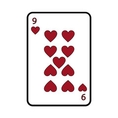 nine of hearts french playing cards related icon image vector illustration design 