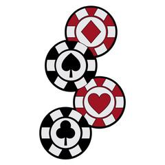 chips diamond heart clover spade suit casino related icons image vector illustration design 