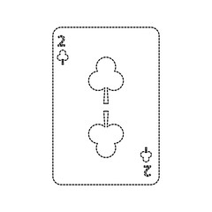 two of clover or clubs french playing cards related icon image vector illustration design  black dotted line