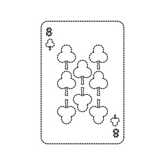 eight of clover or clubs french playing cards related icon image vector illustration design  black dotted line