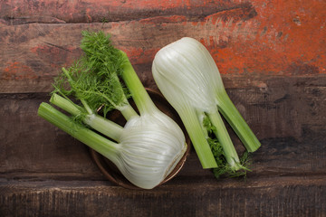 Fresh raw organic Florence fennel bulbs, close up