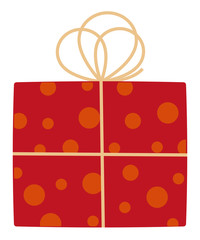 Rotes Weihnachtspackerl mit Punkten, Vector-Illustration