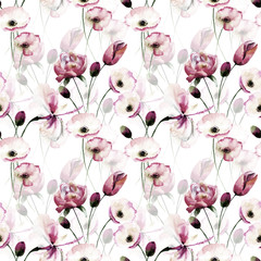 Seamless pattern with Poppy flowers - 181539331