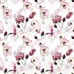 Printed kitchen splashbacks Poppies Seamless pattern with Poppy flowers