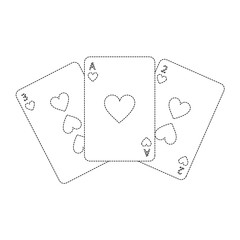hearts suit french playing cards icon image vector illustration design  black dotted line