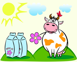 Obraz na płótnie Canvas cow and milk