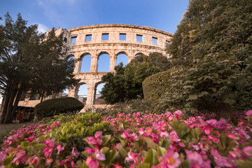 Ancient building colosseum in Pula, Croatia