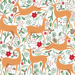 Vector deer seamless pattern