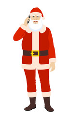Santa Claus talking on the mobile