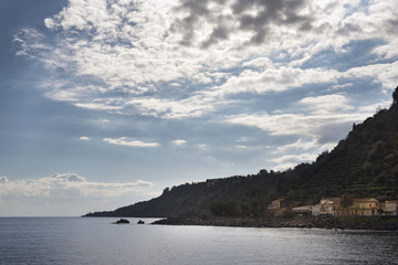 Sicily coast landscape with clouds