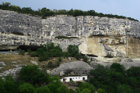 Ancient cave town/city of Crimean Tatar - Chufut-Kale, Mangup-Kale, Bakhchisaray. Historical ruins and amazing place. The Caves was built in the limestone walls. Cultural Landscape.