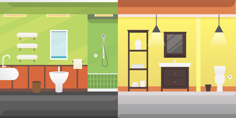 Bathroom interior or architecture and furniture vector illustration.