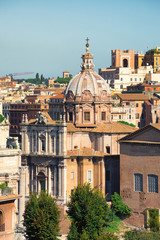 Fototapeta na wymiar Lateral view on Santi Luca e Martina church in Rome, Italy