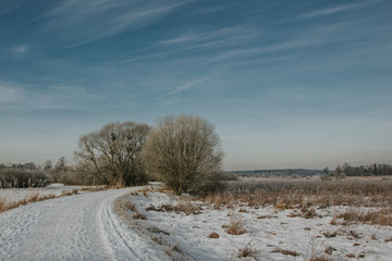 Obraz na płótnie Canvas Scenic winter snowy outdoors park landscape in Poland.