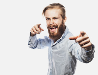 Fototapeta premium businessman celebrating his success over white background