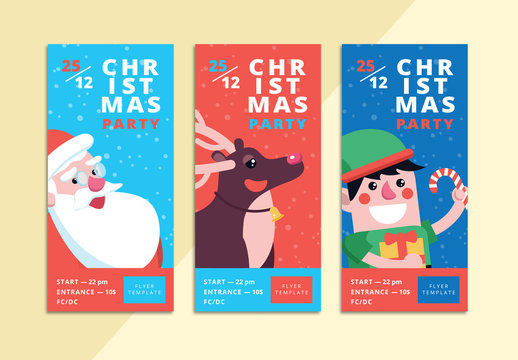 3 Christmas Party Invitation Ticket Layouts