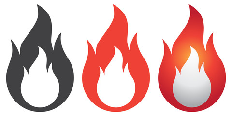 Fire icon vector logo template isolated on white background