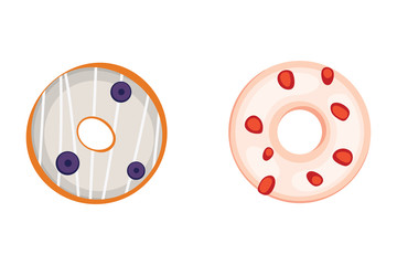 Catoon donut with glaze vector illustration isolated.