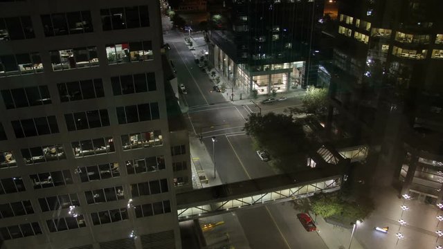High angle timelapse, street in Canada at night