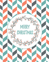 Obraz premium Holiday vintage decorative banner with Christmas wreath