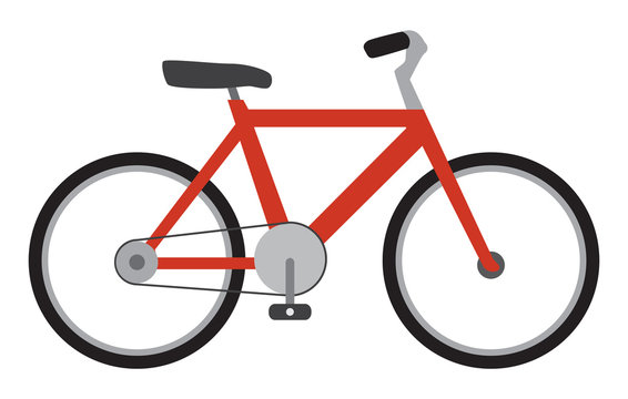 Flat vector bicycle with red frame