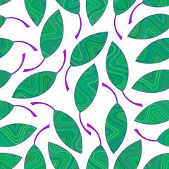 Fototapeta na wymiar Seamless pattern of green striped leaves