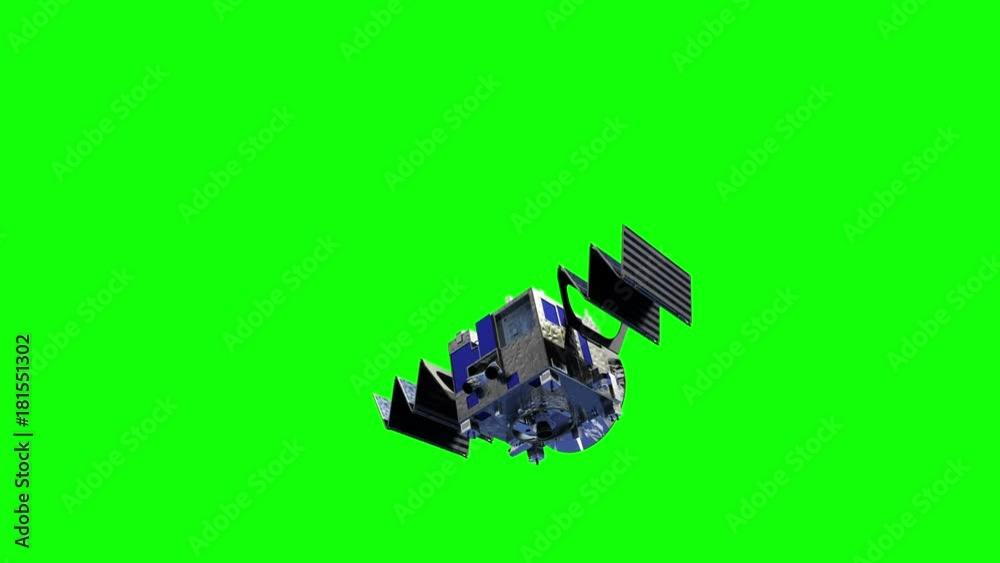 Canvas Prints satellite deploys solar panels. green screen. 3d animation.