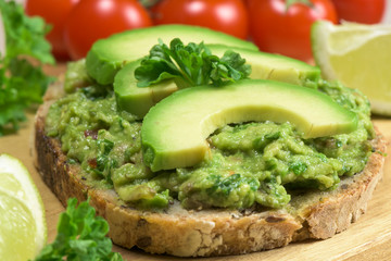 Guacamole - homeamde dish with avocado - traditional Mexican recipe