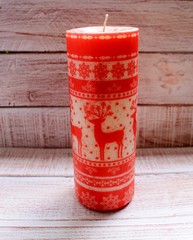 New Year's candles handmade decorated with ornaments and sparkles