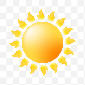 Cute Sun Icon on Transparent Background . Isolated Vector Illustration 