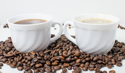 A cup of hot coffee
