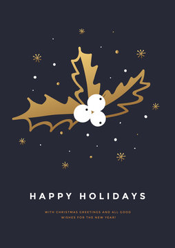Merry Christmas greeting card set with cute xmas tree and snow-flakes. Decorative vector illustration for winter Happy holidays.