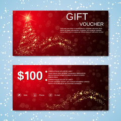 Obraz na płótnie Canvas Christmas and New Year discount coupon, gift voucher vector template