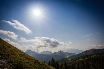 Awesome sunny dolomitic panorama, Dolomites, Italy