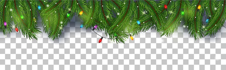 Christmas card background with fir branches and pine cones