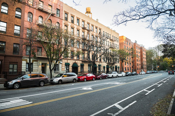 Generic manhattan uptown Upper West Side street with buldings in New York City