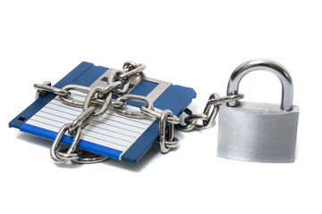padlock with floppy disk