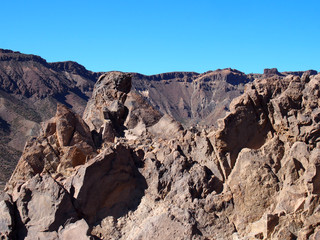 rocky volcanic landscape of the caldera of teide national park in tenerife
