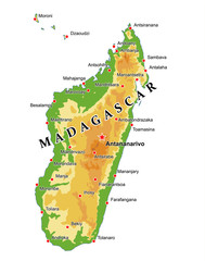 Physical map of Madagascar