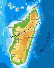 Physical map of Madagascar