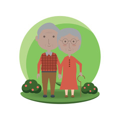 cartoon eldery couple icon over white background colorful design vector illustration