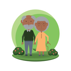 cartoon eldery couple icon over white background colorful design vector illustration