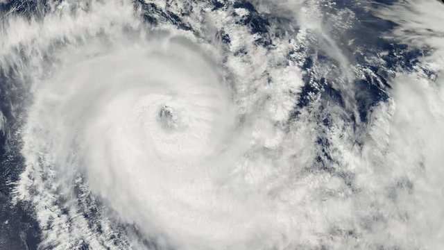 Hurricane Storm, over the earth, satellite view.