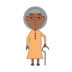 cartoon elderly woman icon over white background colorful design vector illustration