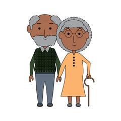 cartoon eldery couple icon over white background colorful design vector illustration