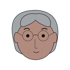 cartoon elderly woman face icon over white background colorful design vector illustration