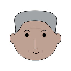 cartoon elderly man face icon over white background colorful design vector illustration