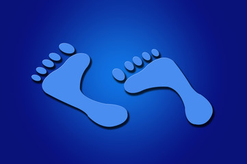 Fototapeta na wymiar Illustration of Large Blue Foot Prints